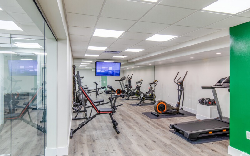 fitness center with equipment and modern decor