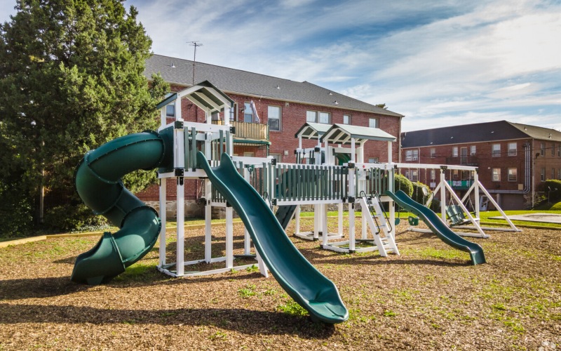 playground with green slides